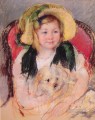 Sara avec son chien impressionnisme mères enfants Mary Cassatt